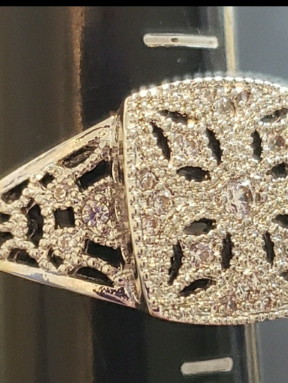 NEW Ring, Vintage Inspired Art Deco Style, Cluster Gemstones, Shield Pattern S6
